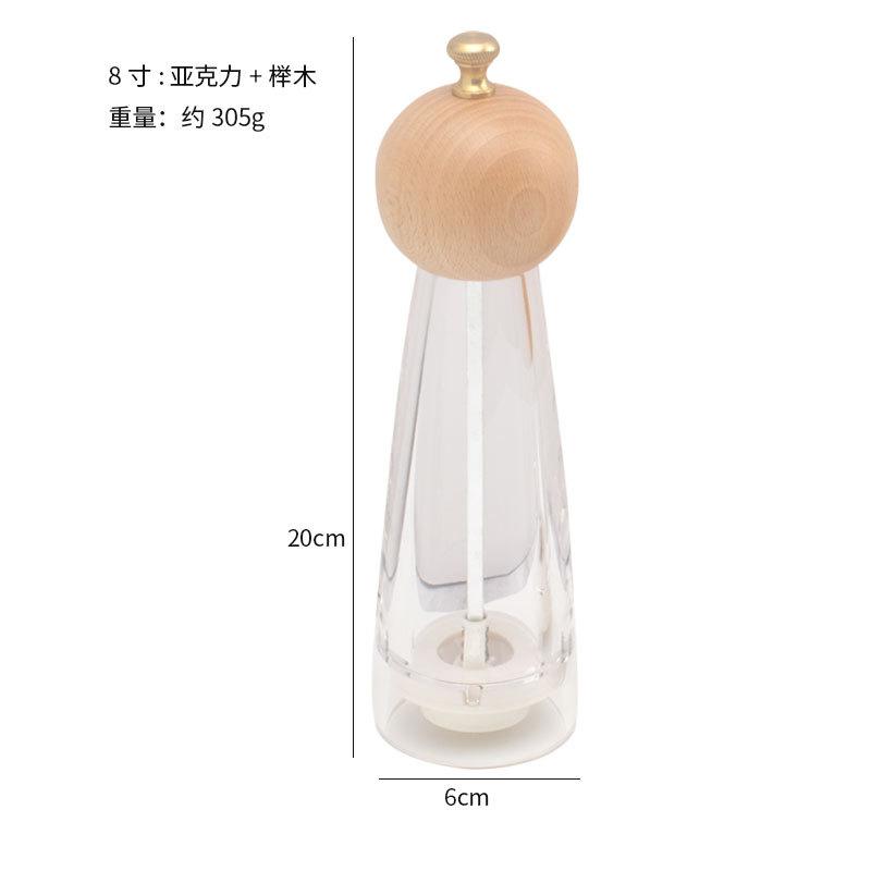 Acrylic Pepper Sea Salt Grinder Manual Mill for Kitchen Camping BBQ Outdoor Spice Bottle Durable Design