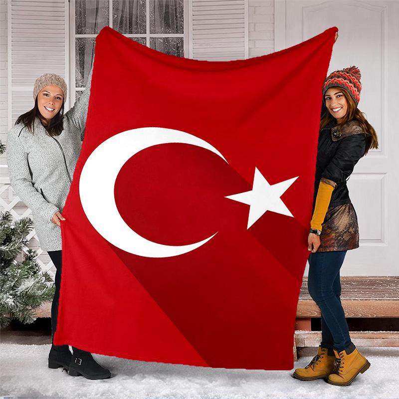 1pc TURKIYE Theme Blanket - Digital Print, Polyester, Cozy for All Seasons, Perfect for Outdoor, and Travel