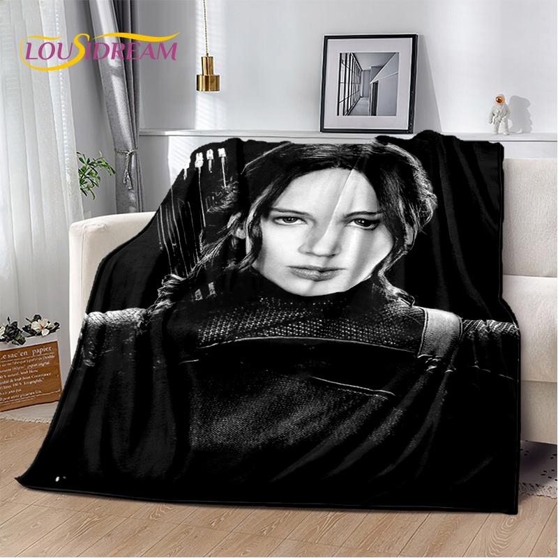 3D Dřevěná deka s postavou lukostřelce z filmu Hunger Games, měkká flanelová deka na postel, do ložnice, na pohovku, na piknik, přehoz na přikrytí venku