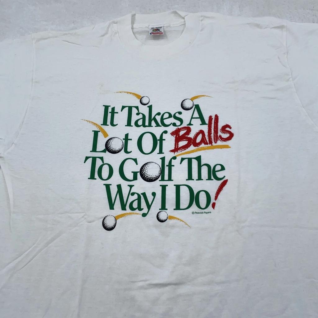Vintage It Takes A Lot Of Balls Shirt Mens XL Funny Golf Humor Made USA 90s