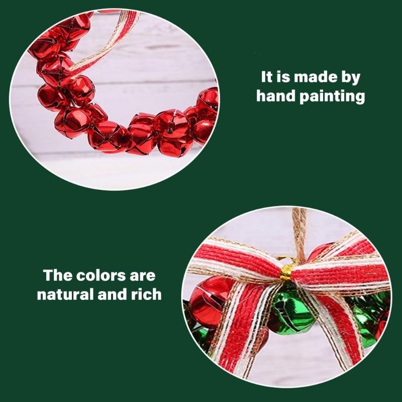 Metal Christmas Bell Decoration 13x20cm Small Christmas Wreath For Front Door Christmas Tree Holiday Hanging Decoration
