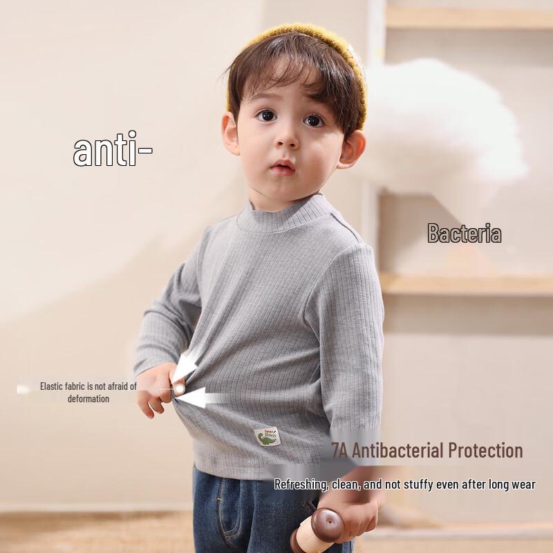 LUSON Baby Boys  Ribbed Semi-High Collar Long Sleeve Base Layer T-Shirt 110