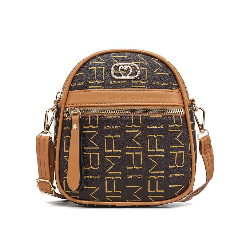 

Mother s Day women s large-screen mobile phone bag, new double zipper messenger bag, new printed shoulder bag, fashionable