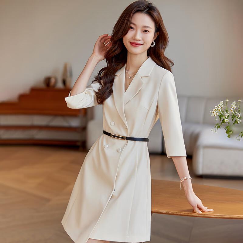 Women's Elegant Seven-Sleeve Blazer Dress