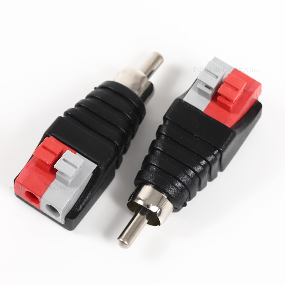 Haokiang Lautsprecher Phono Cinch Stecker auf 2 Schraubklemmenleiste Audio Video Federdruck Typ Balun Anschlussadapter (2er-Pack)