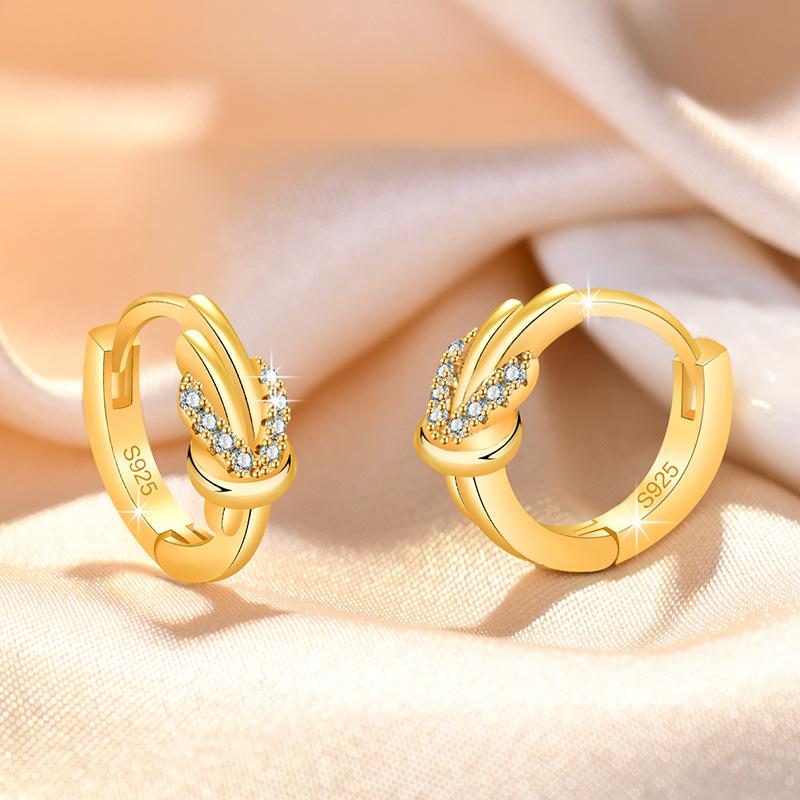 925 Sterling Silver Zircon Buckle Earrings For Women Fashion Exquisite Student Girlfriend Jewelry Accessories Party Gift