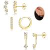 3 Pairs Cubic Zirconia Stacks Women's Stud Earrings Set Piercing Dainty Gold Plated Huggie Hoops CZ Earrings Jewelry Gifts