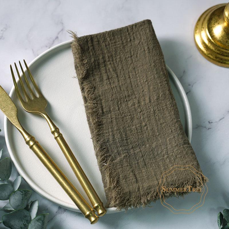 20PCS Napkins 41x41CM Cotton Cloth Gauze Retro Burr Rustic Kitchen Tea Towel Wedding Party Dinner Christmas Napkin Table Decor
