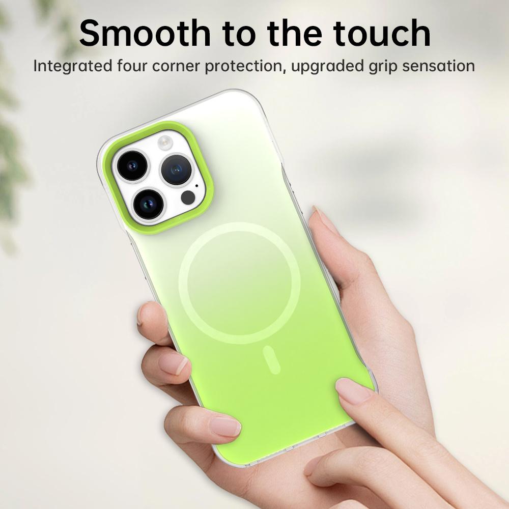 For iPhone 14 Pro Max Magnetic Case Gradient Design Borderless IMD TPU+PC+PET Phone Cover