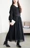 Gold Japan Plus Size Long Sleeve Knit Tulle with Ribbed Size Size 4L Women's Dress, V-Neck, Stretch, Fall/Winter/Spring, Sum-0017, Black,