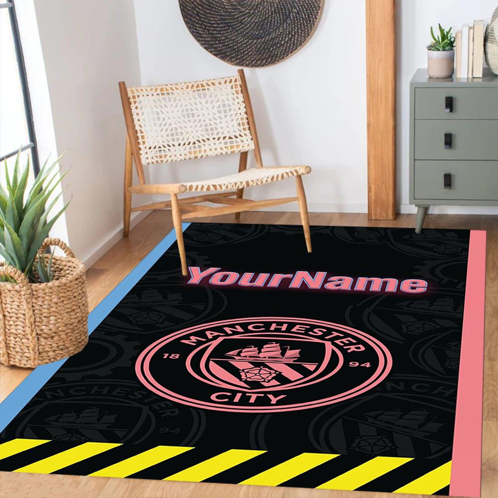 Manchester City Customize Your Name Carpet Perfect for Outdoor Kitchen Entryway Foyer Antislip Carpet Anime Office Decor Best for Christmas