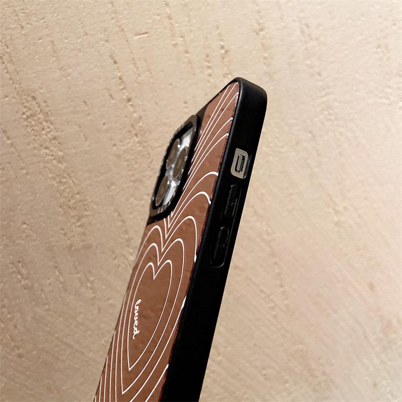 Ins Korea Cute Pink Love Heart Graffiti Mirror Phone Case For iPhone 13 12 11 Pro Max X Xs Max Xr 7 8 Puls Luxury Hard Cover
