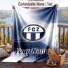 Flannel Blanket FC Zürich Print Custom Name Text Soft Throw for Sofa Bed
