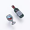 WINE TIME Wine Bottle Glass Couple Brooch For Women Men Red Wine Cup Enamel Lapel Pins Bag Clothes Button Badge Cartoon Jewelry