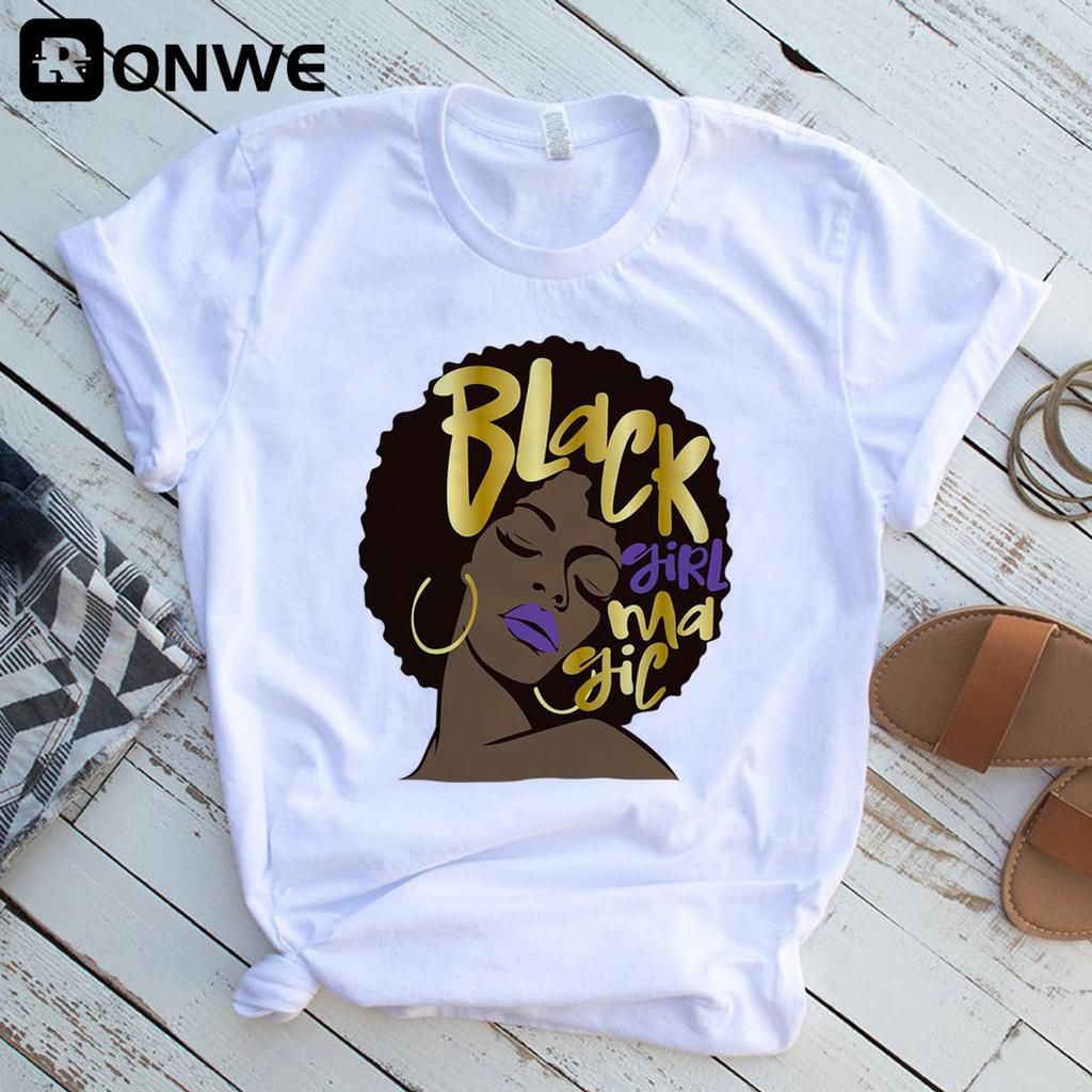 Women Black Queen White Print T Shirt Girl Harajuku 90S Clothes Female Summer Tops Tee Drop