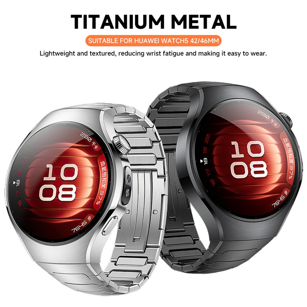Titanium Strap for Huawei Watch 5 46MM No Gaps Luxury Metal Band for Huawei Watch 5 42mm Business Quick Release Band