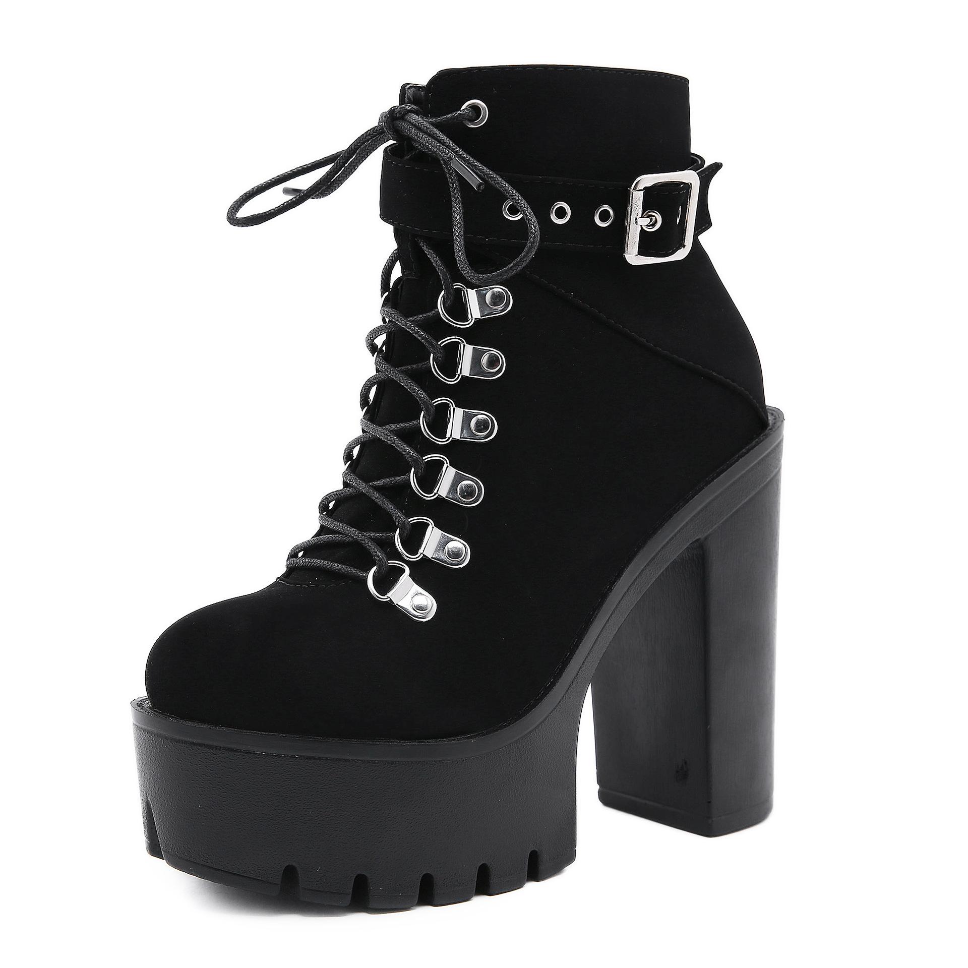

Belt buckle stage short boots hate sky high platform nightclub DS sexy performance shoes 42 чёрный