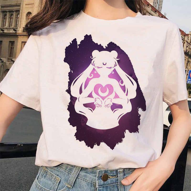 Sailor Moon 90S Divertente T Shirt Harajuku Vestiti Tshirt Estetica Gatto Anime Donna Carina Donna T