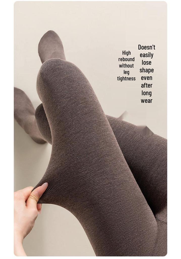 Gray High-Waist Grid Pattern Tights – Women's Tummy Control & Butt Lifting Pantyhose for Autumn/Winter Outerwear