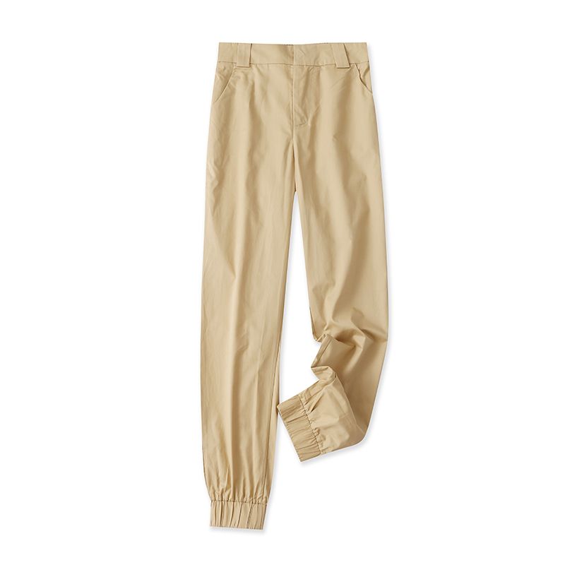 

X/30 Spring New Foreign Trade Women clothes Youth Fashion Loose All-Match Natural High Waist Solid Ankle-tied Casual Trousers Image color S