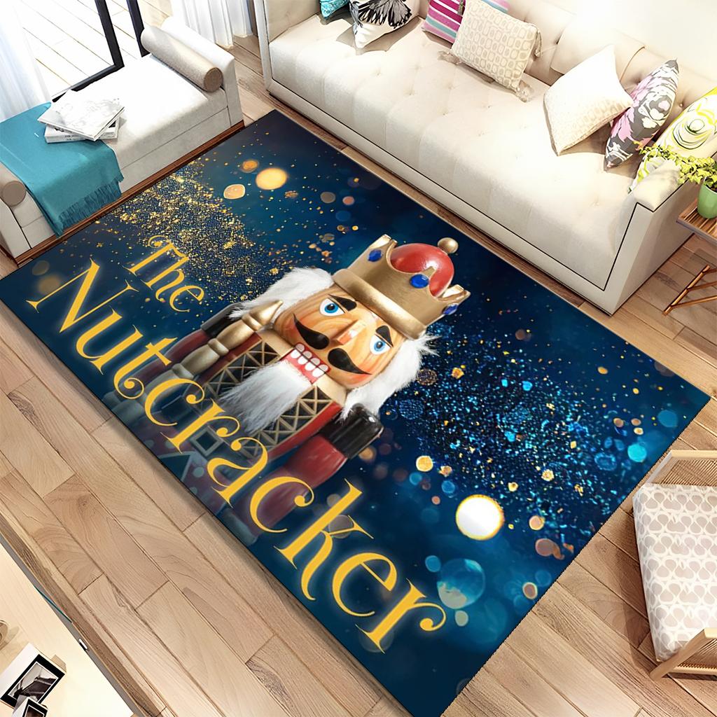 Merry Christmas Gift The Nutcracker Cartoon Doll Happy New Year Carpet Rug for Living Room Bedroom Home Sofa Decoration,Non-slip