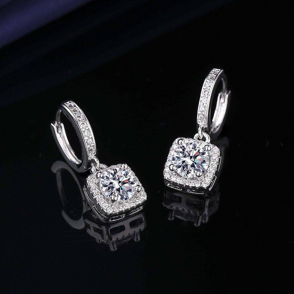 New Fashionable and Trendy Square Bag Earrings for Women Zircon Ear Buckles Earrings and Pendants