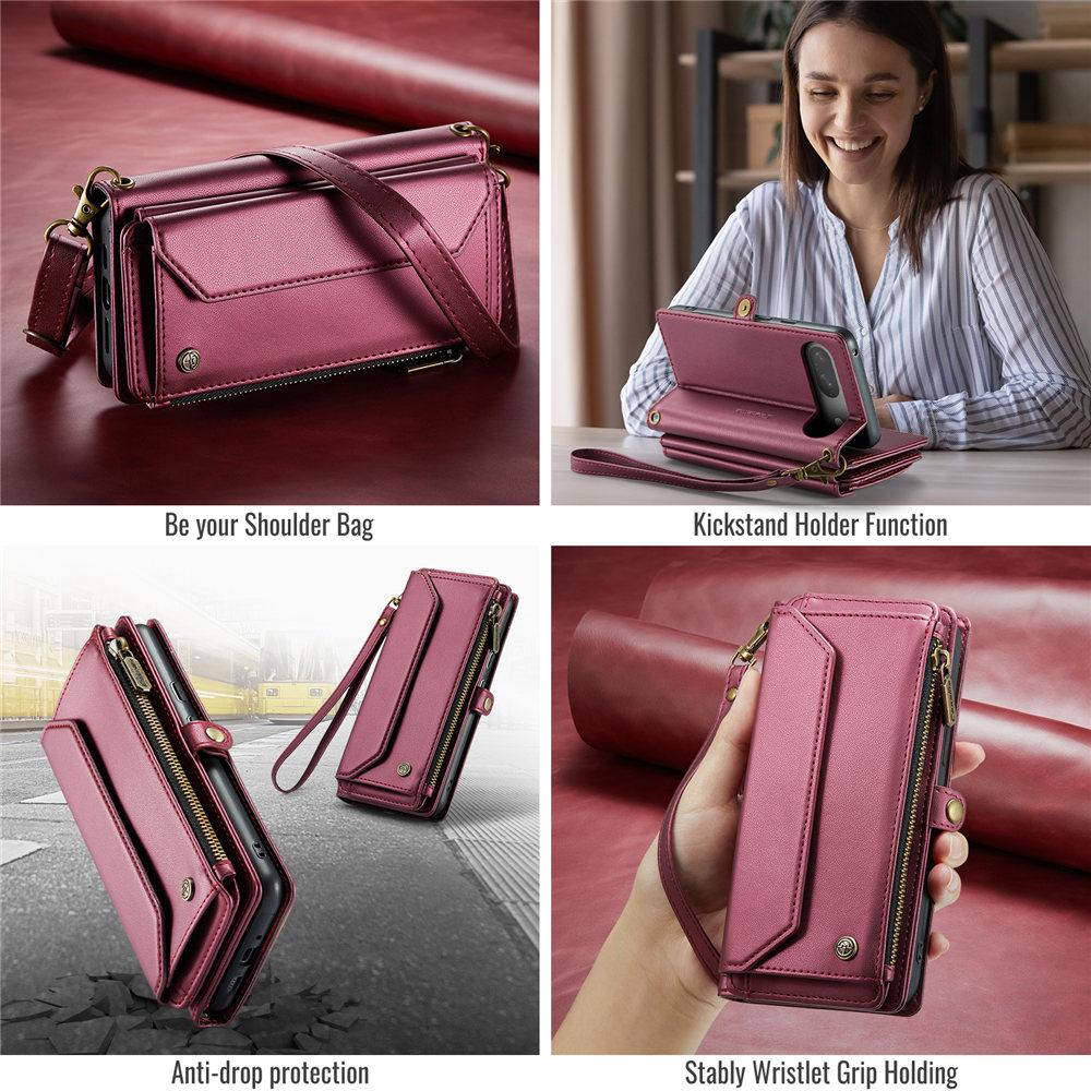 Multi Credit Cards Slot Crossbody Wallet Phone Case For Google Pixel 9 Pro XL 9Pro 8 8Pro 7A Long Lanyard Leather Cover
