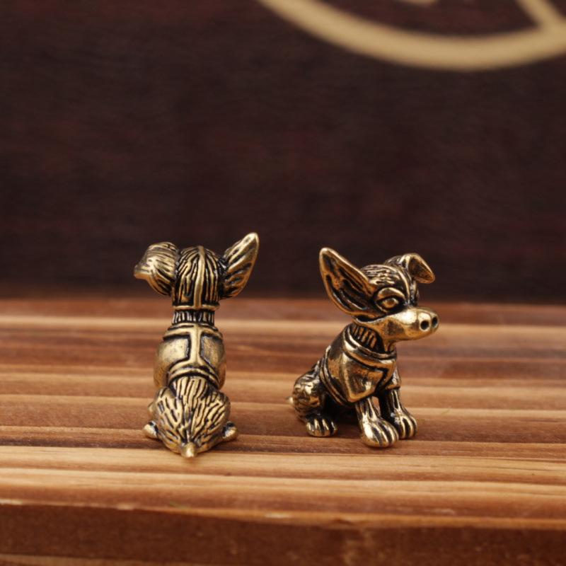 Retro Copper Dachshund Statue Vintage Brass Figurines Home Decote Desktop Ornament Cute Miniatures Antique Tea Pet Crafts Gifts