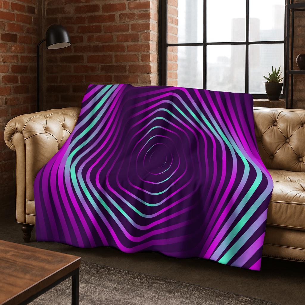 3D Mosaic Visual Geometry Illusion Flannel Blanket Soft Warm Blanket for Bedroom Living Room Bed Travel Camping Picnic Gift
