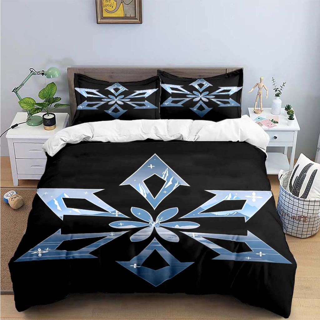 Bettdecke Mode Beliebtes Spiel G-Genshin Elements Druck Bettwäsche Zubehör Set Bett Bettdecke Set Bettwäsche Set Luxus Geschenk