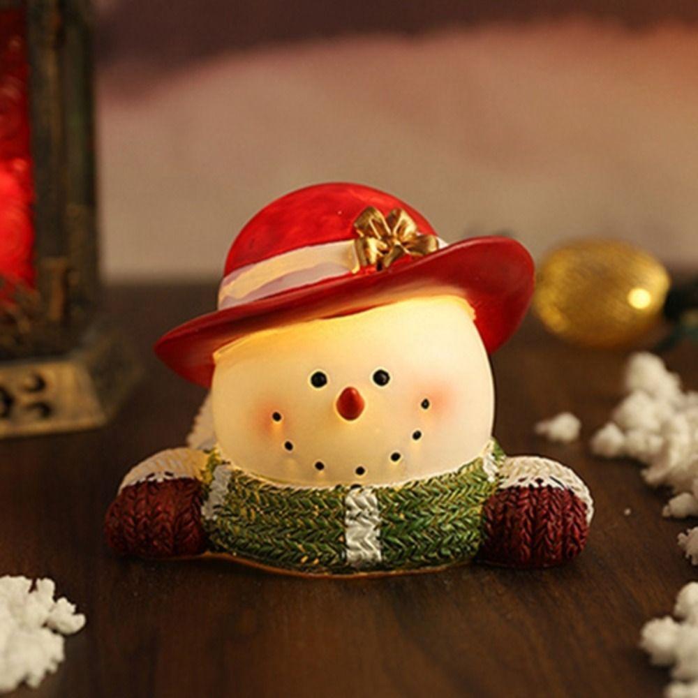 Resin Christmas Statues Cartoon Snowman Ornament Home Interior Snowman Figurines  Holiday