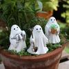 3 stk Halloween Spøkelsesfigurer Resin Hagearbeid Spøkelsesstatue Tegneserie Spøkelsessamleobjekter for Kontorpult Vindu Karakterdekor
