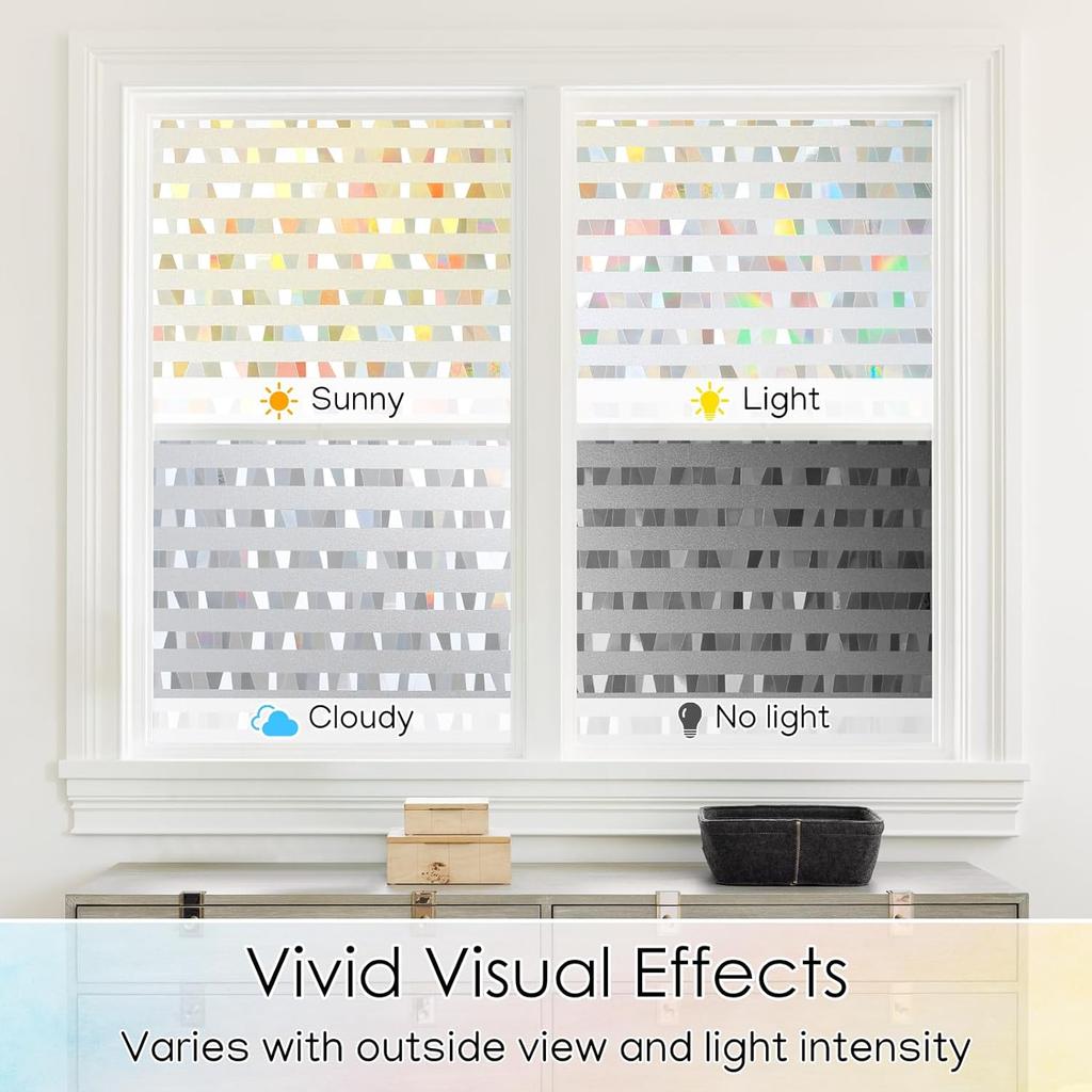 Gökkuşağı Pencere Gizlilik Filmi Vitray Pencere Yapışkanı Yapışkansız Çıkarılabilir Statik Yapışkan Dekoratif Pencere Etiketi Ev için