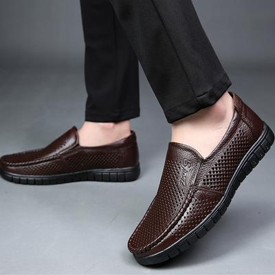 Genuine Leather Shoes Men Loafers Breathable Summer Mens Casual Shoes Soft Holes Comfortable Leather Male Footwear