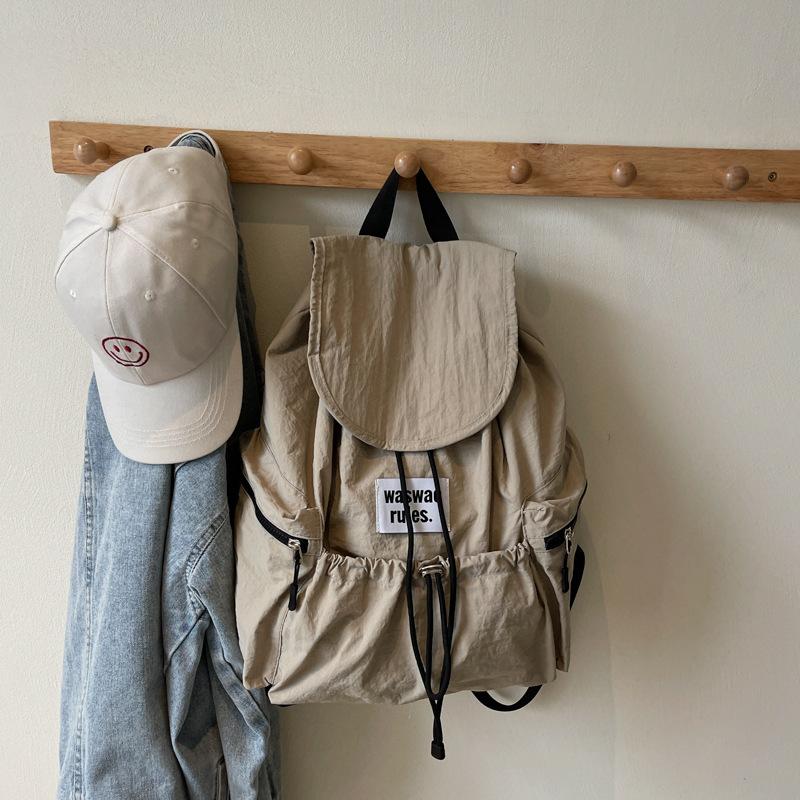 

2025 backpack casual large capacity nylon lightweight travel student niche new schoolbag drawstring backpack