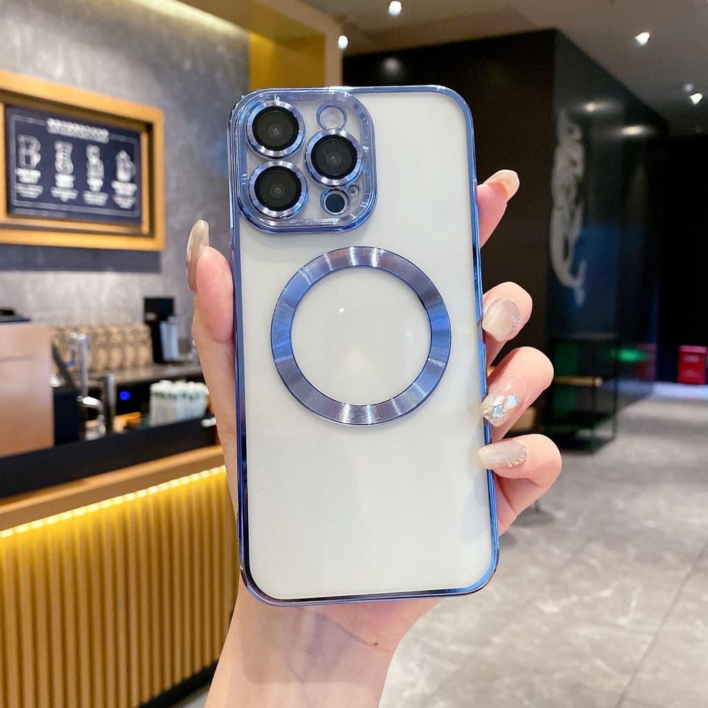 For IPhone 16 ProMax Electroplated Magnetic CD Pattern for Apple 15 Phone Case 13/14 with Lens