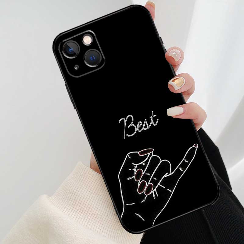 BFF Best Friends Forever Black Phone Case For iPhone 17 Pro Max 16 15 14 11 12 13 Pro Max Mini 15 16 Plus 16e 17 Air Cover