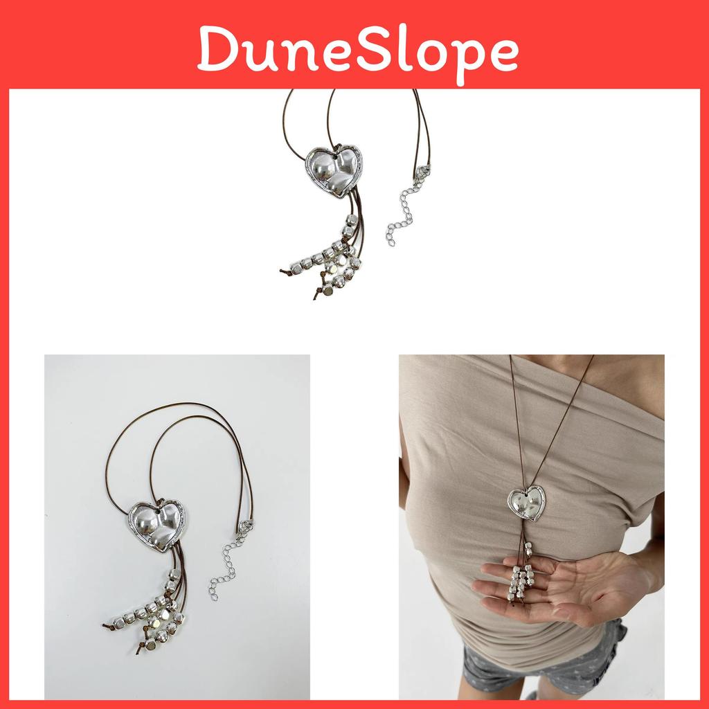 Y2k Heart Pendant Necklace With Geometric Alloy Design For Bohemian Fashion Fans