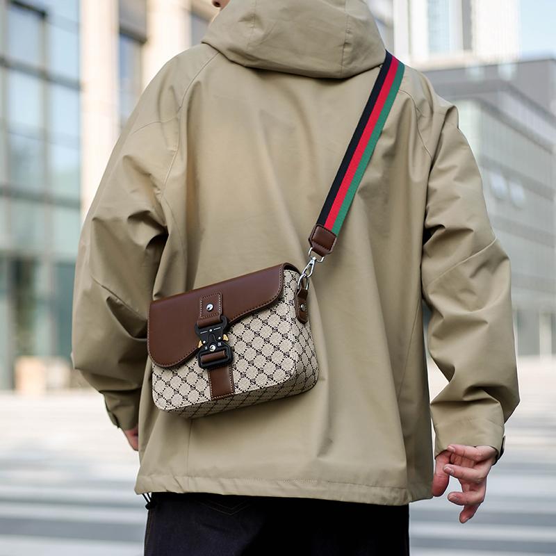 Modieuze Jacquard Patroon Heren Crossbody Tas High-End Casual Schoudertas voor Pendelen Zakelijk Waterdichte Dagelijkse Sling Bag
