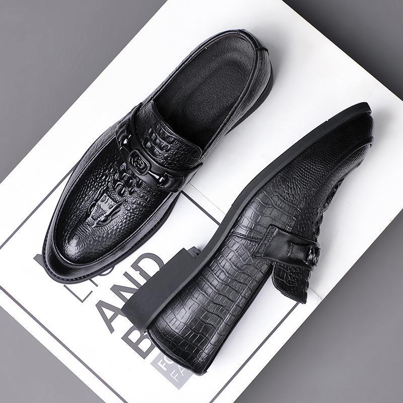 New first-layer cowhide men's leather shoes business dress gentleman pointed British style men's shoes leather men's shoes soft