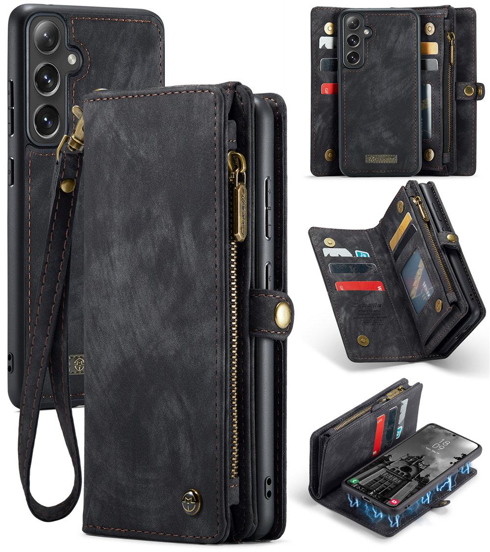 

S24FE Multifunction Wallet Phone Case For Samsung Galaxy S24 FE Detachable Magnetic Flip Cover For Galaxy S24FE Cards Coque For Galaxy S24 FE чёрный