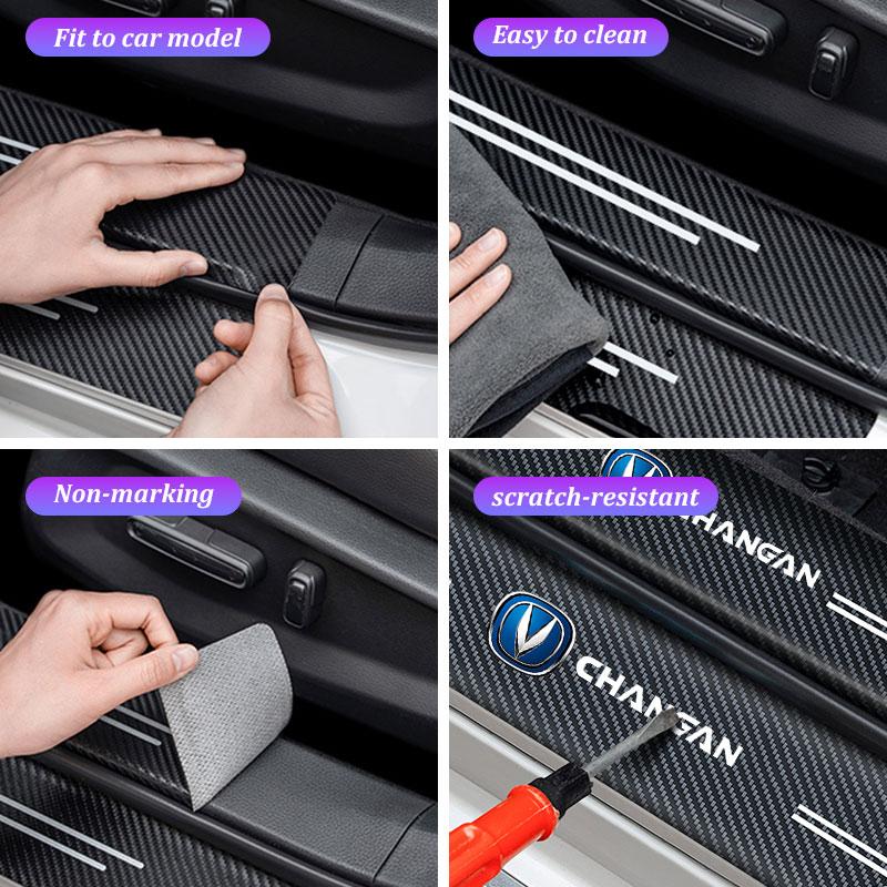 Auto Schwellenleisten Aufkleber für Changan CS75 CS55 CS35 EADO CX70 CS85 UNIT UNI-K CS95 Kohlefaser Auto Türschwellen Matte Zubehör