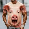 Mens Funny 3D Graphic Tee Funny Fish Pig Dog Face Design Short Sleeve T‑Shirt Loose Fit Casual Top for Holiday Gatherings Tops