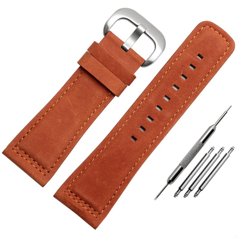 28mm Cowhide strap For Seven Friday P1/2 Q2/03/M2/M021 T2 Men Watchband Vintage Diesel Large Size Men Metal rivet