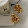 925 Sterling Silver Irregular Beaded Earrings with Textured Metal Balls – European/American Style, Exaggerated Fashion Design