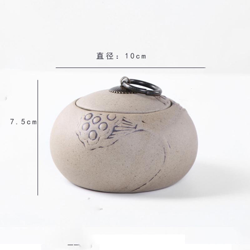 Tea Caddy Ceramic Purple Clay Stoneware Big and Small Tea Sealed Pot Pu'er Tea Storage Box Tea Table Decoration Accessories