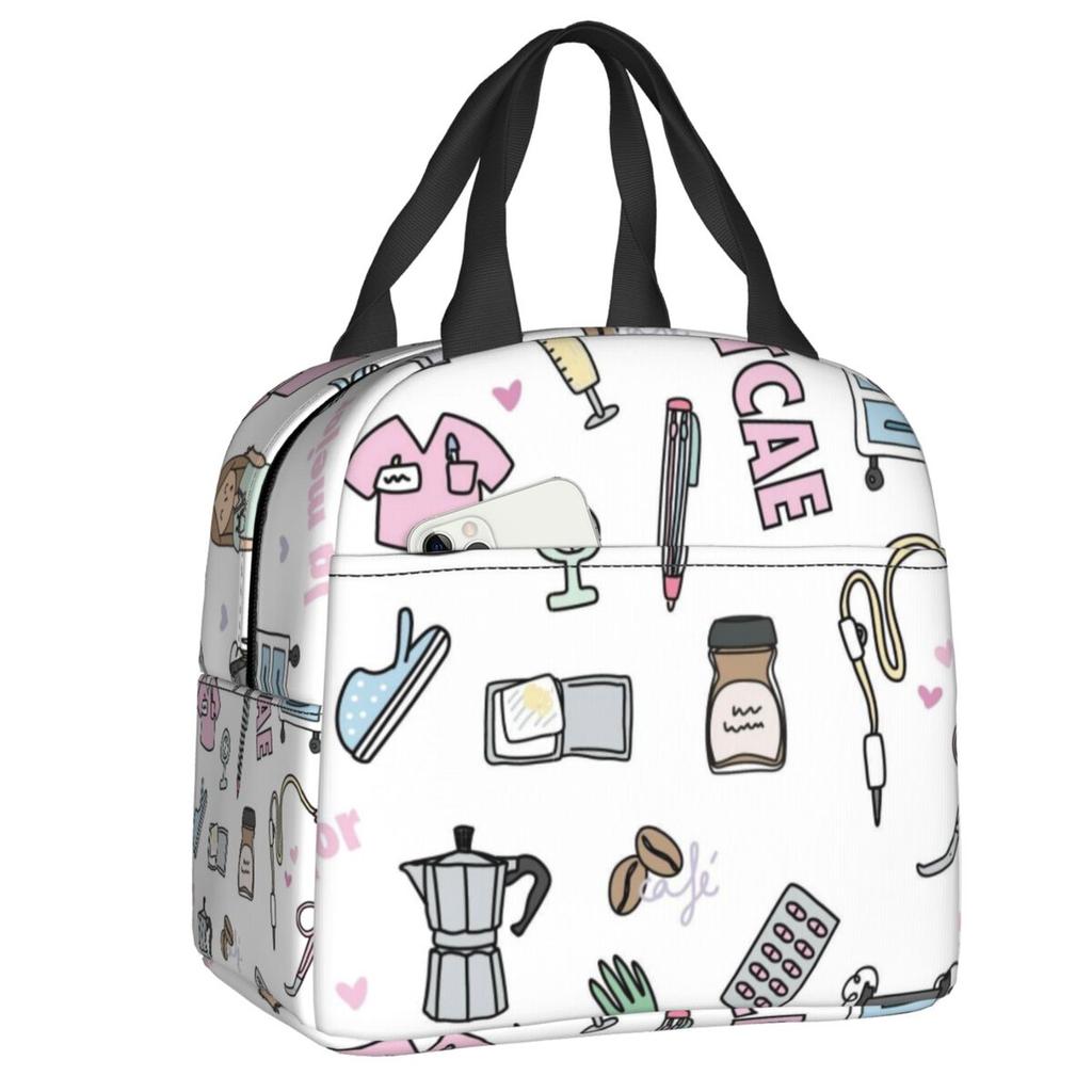 Custom Doctor Nurse Medical Medicine Insulated Lunch Tote Bag for Women Portable Thermal Cooler Food Lunch Box School