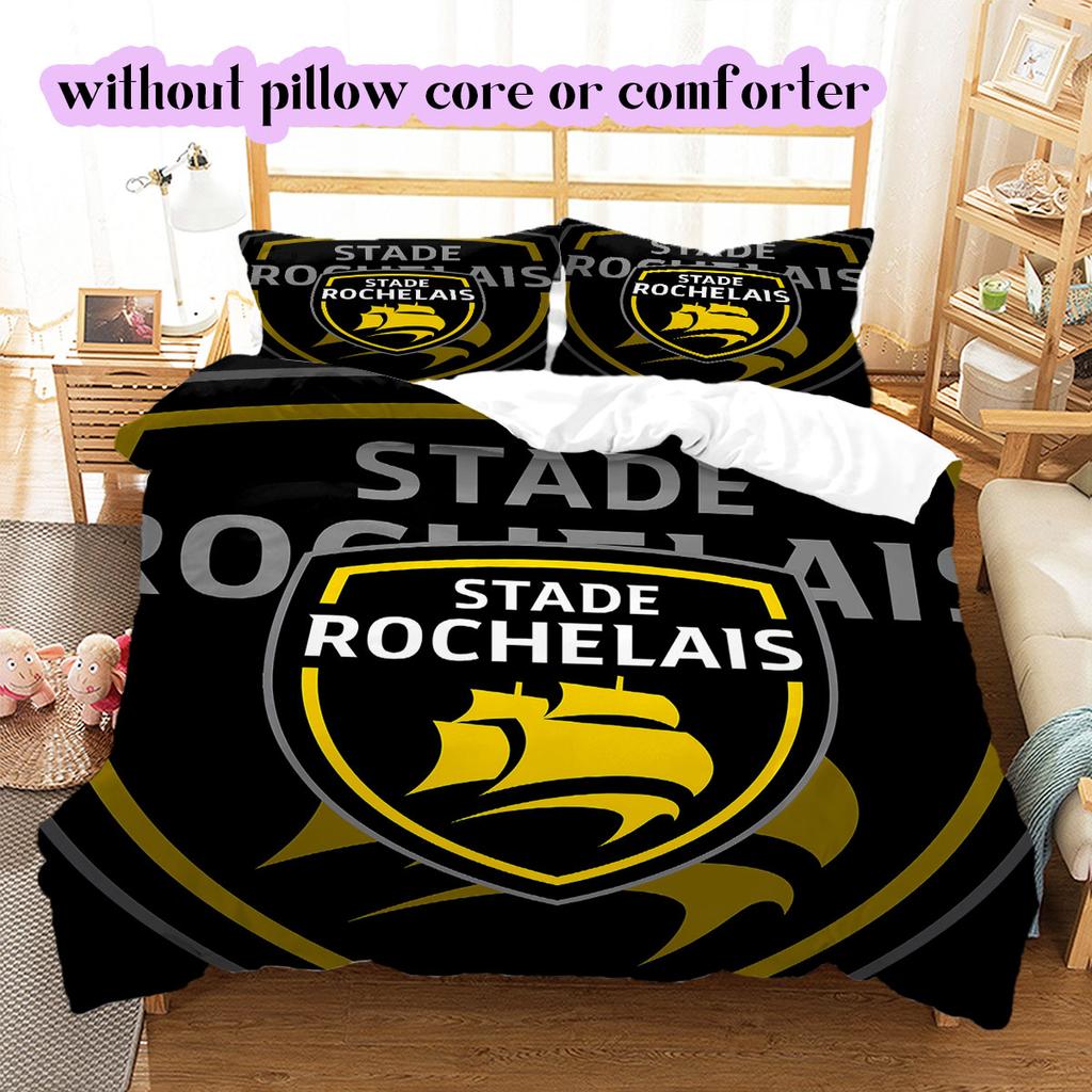 Stade Rochelais rugby Pattern Bedding,Quilt Set Quilt Cover Pillowcase Home Birthday Gift (1*duvet cover+2*pillowcase,without core)