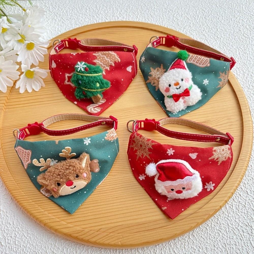Dirt-resistant Dog Bandanas Christmas Decor Cat Collar Trendy Christmas Dog Collar  Pet Scarf
