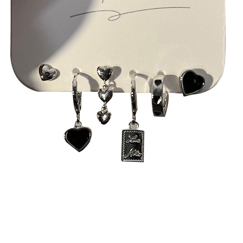 Six-Piece Indifferent Style Heart Stud Earrings 2022 – Trendy Women's Ear Cuffs Set